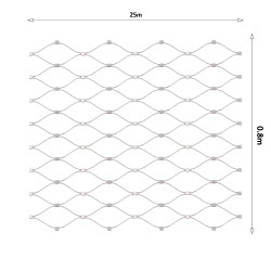 Lanková sieť, 0,8 x 25 m, oko 60 x 104 mm, o 2 mm, AISI 316 Lanková sieť, 0,8 x 25 m, oko 60 x 104 mm, o 2 mm, AISI 316